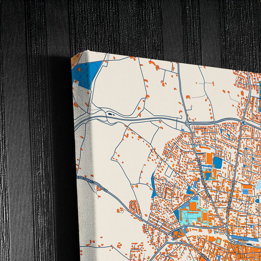 Romans-Sur-Isère France Colorful City Map Canvas Print Detail