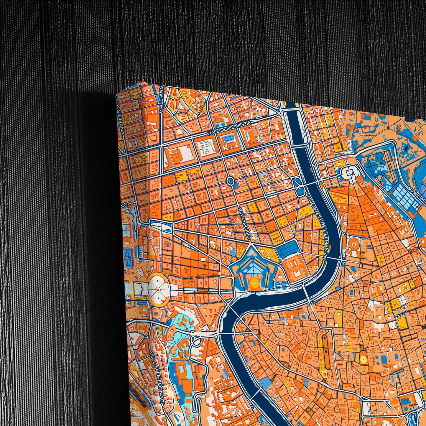 Roma Italy Colorful City Map Canvas Print Detail