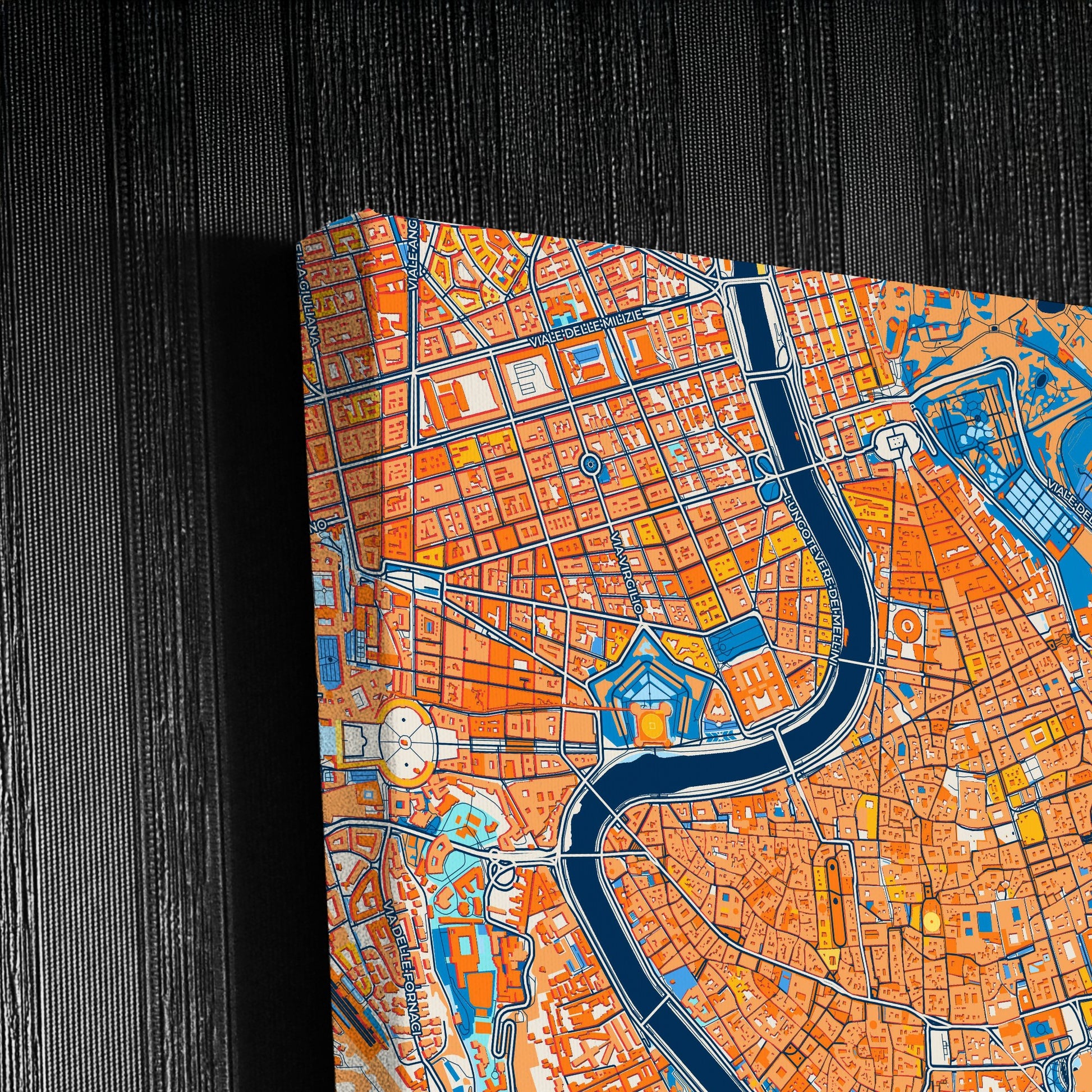 Roma Italy Colorful City Map Canvas Print Detail