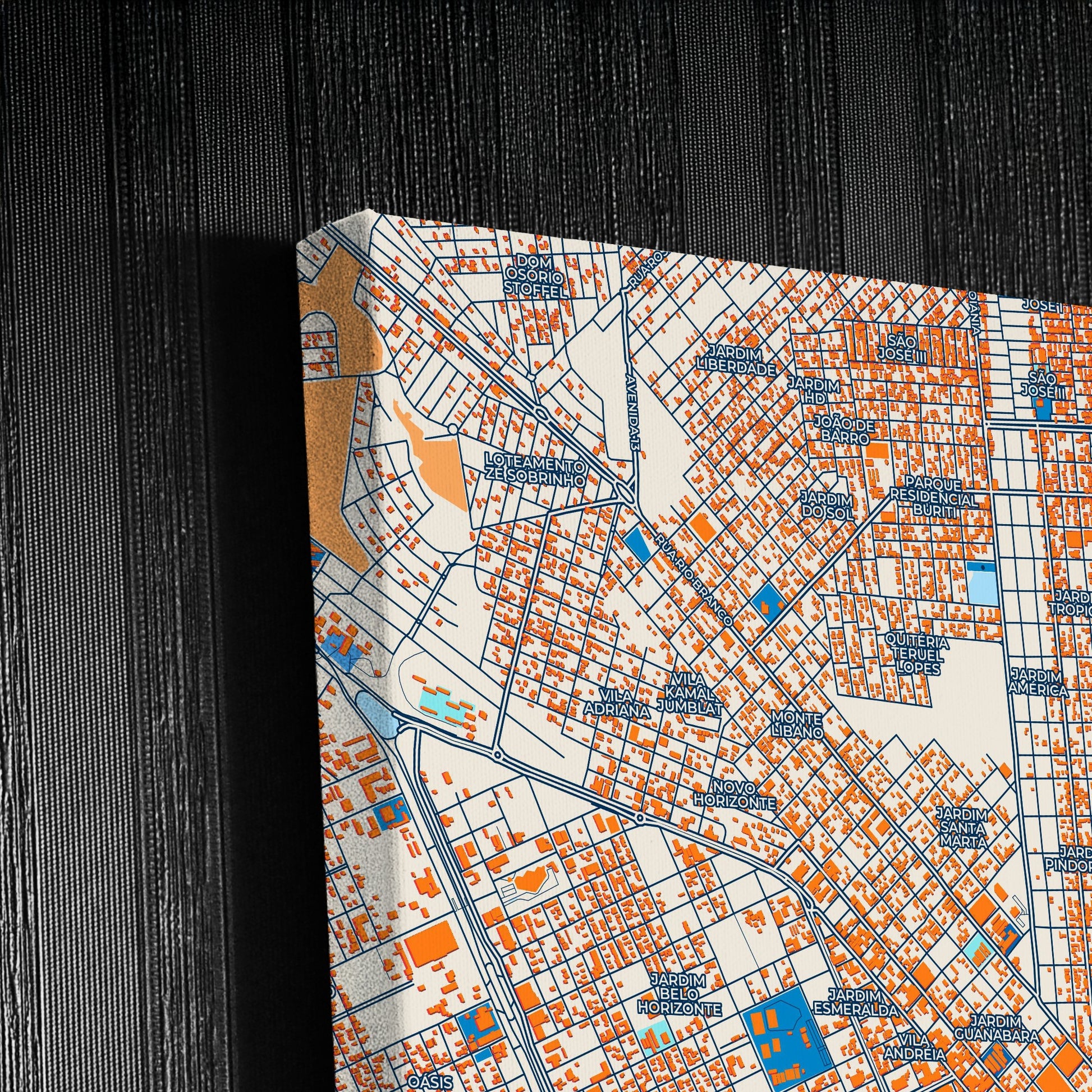 Rondonopolis Brazil Colorful City Map Canvas Print Detail