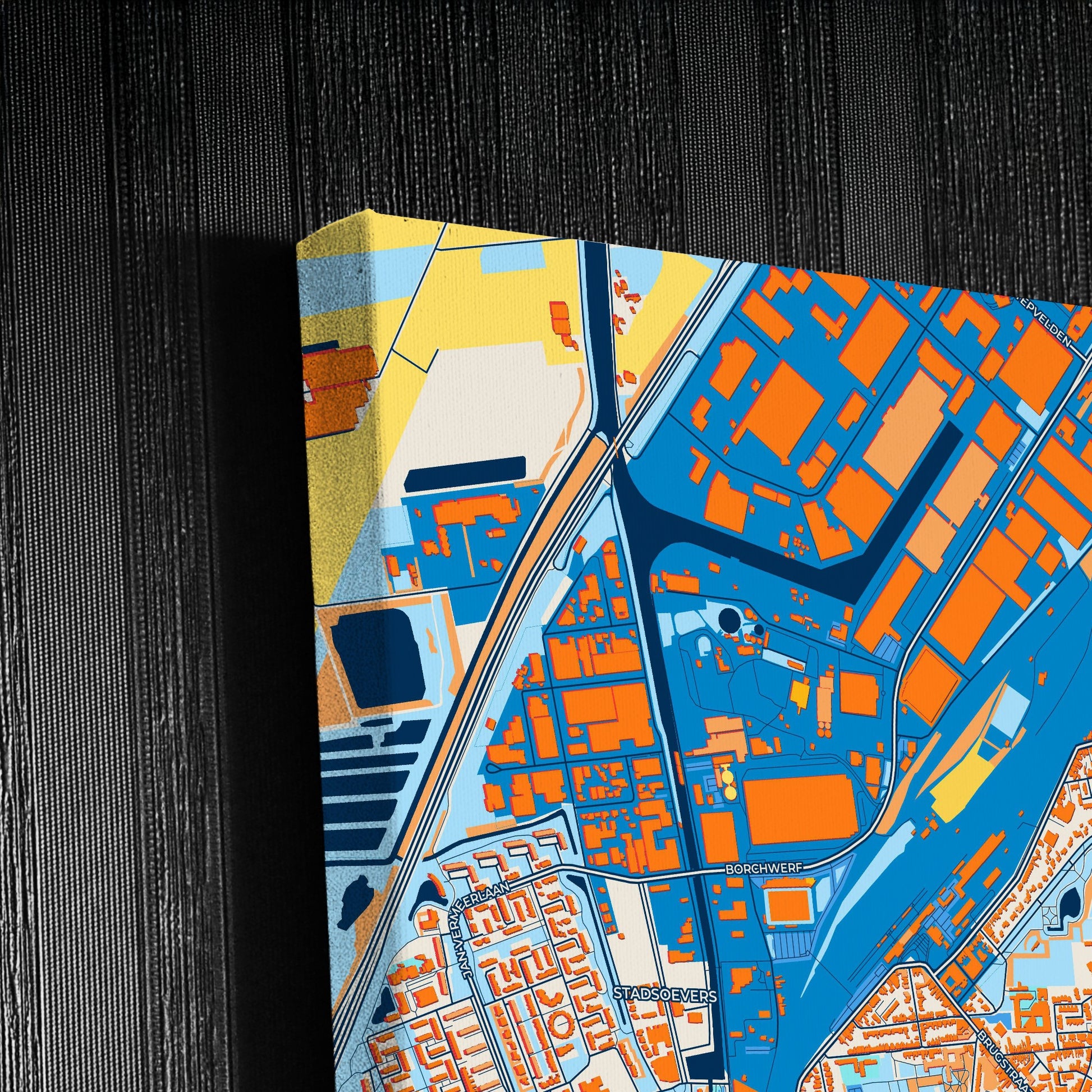 Roosendaal Netherlands Colorful City Map Canvas Print Detail