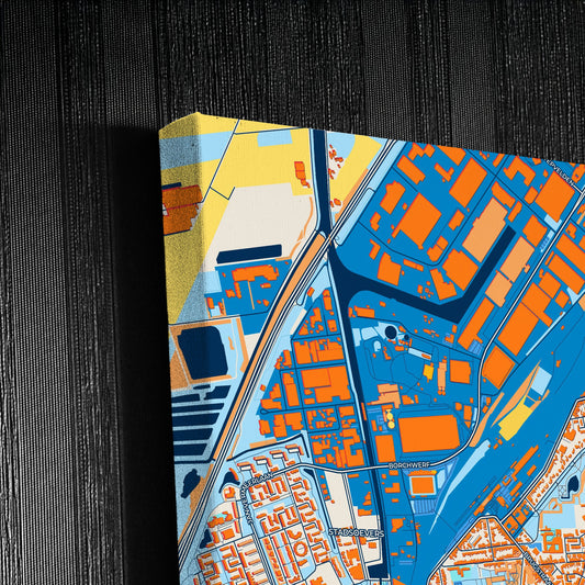 Roosendaal Netherlands Colorful City Map Canvas Print Detail