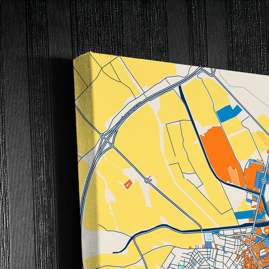 Roquetas De Mar Spain Colorful City Map Canvas Print Detail
