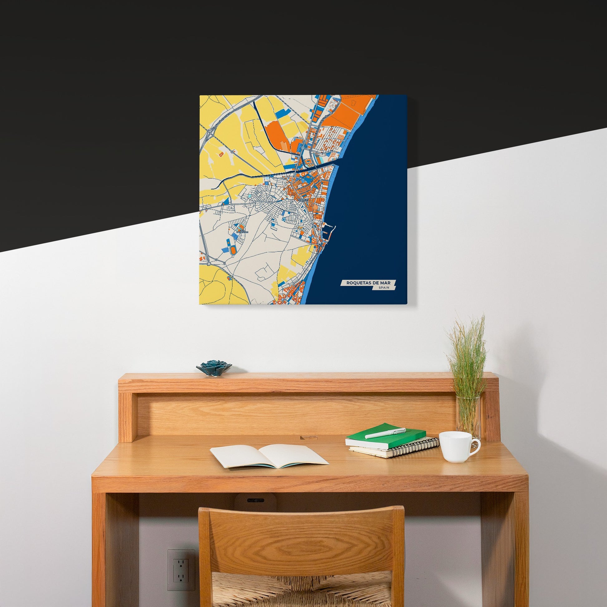 Roquetas De Mar Spain Colorful City Map Canvas Print Scene