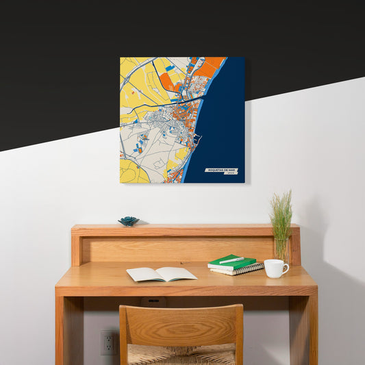 Roquetas De Mar Spain Colorful City Map Canvas Print Scene