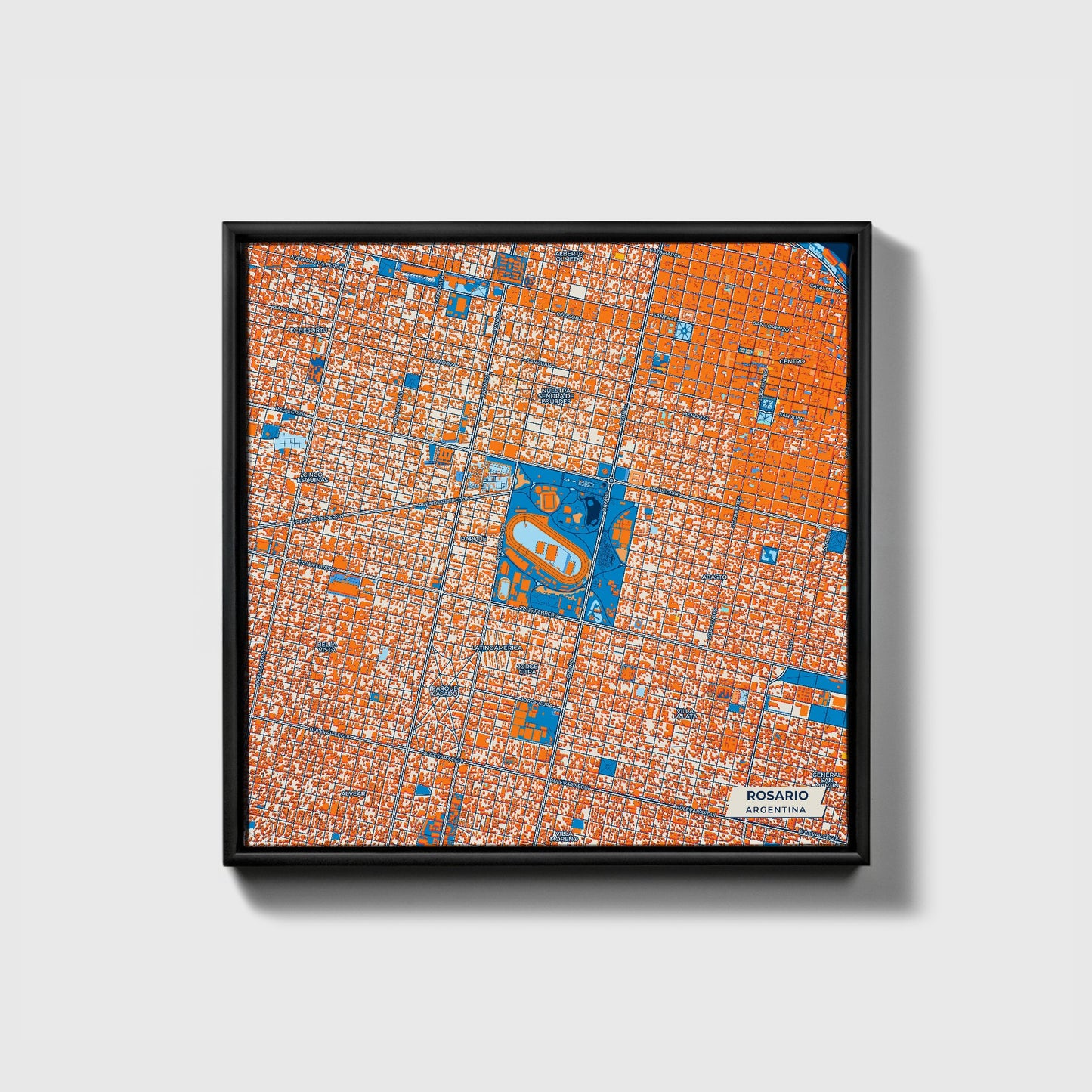 Rosario Argentina Colorful City Map Canvas Print • Black Framed