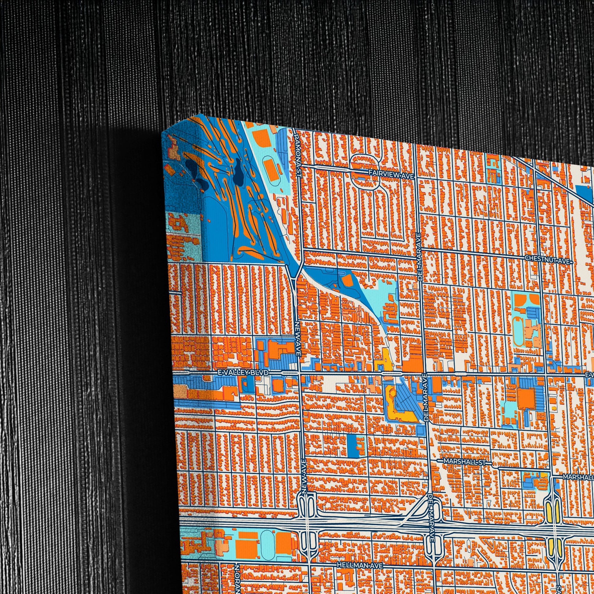 Rosemead California Colorful City Map Canvas Print Detail