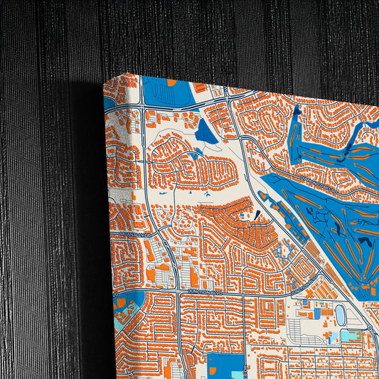 Roseville California Colorful City Map Canvas Print Detail