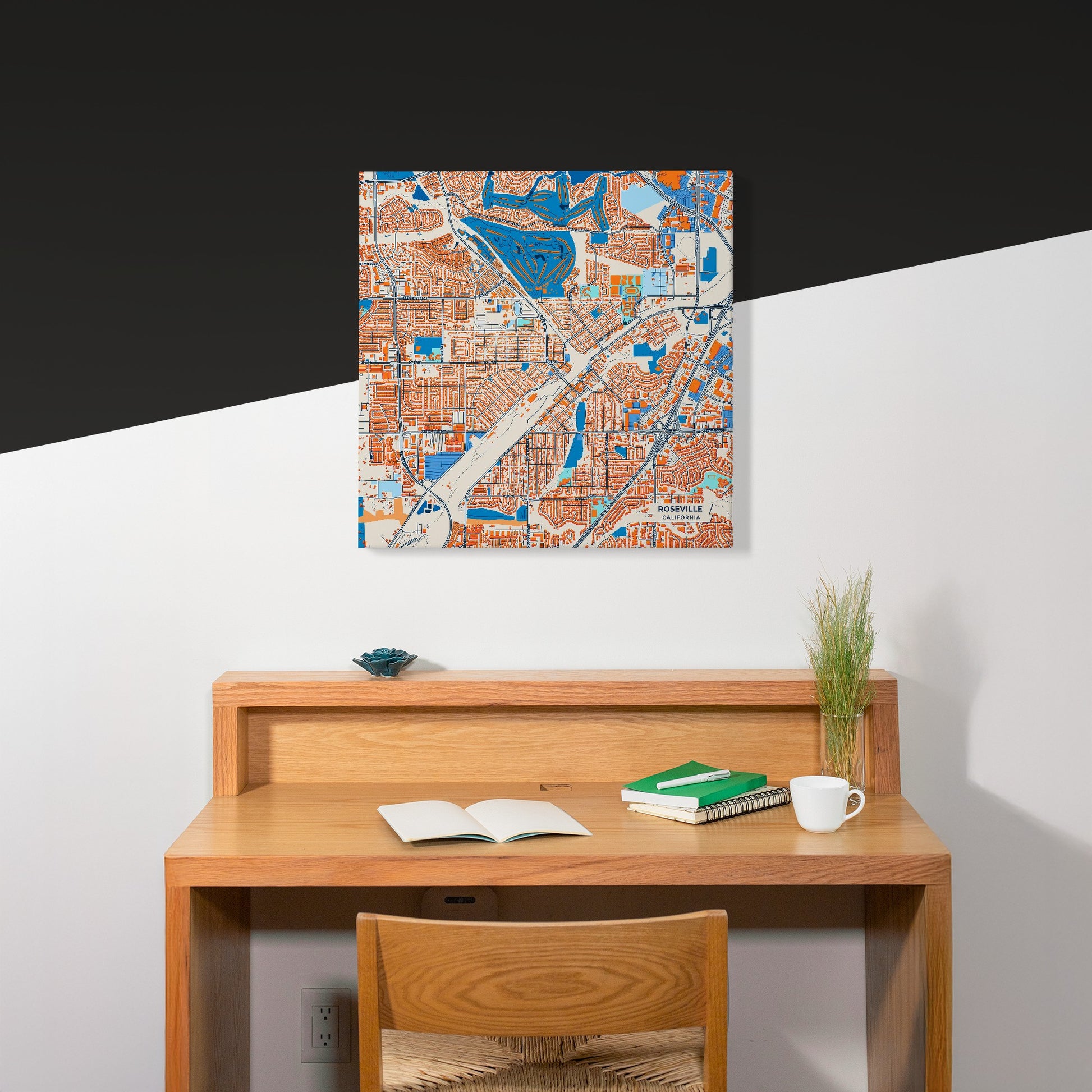Roseville California Colorful City Map Canvas Print Scene