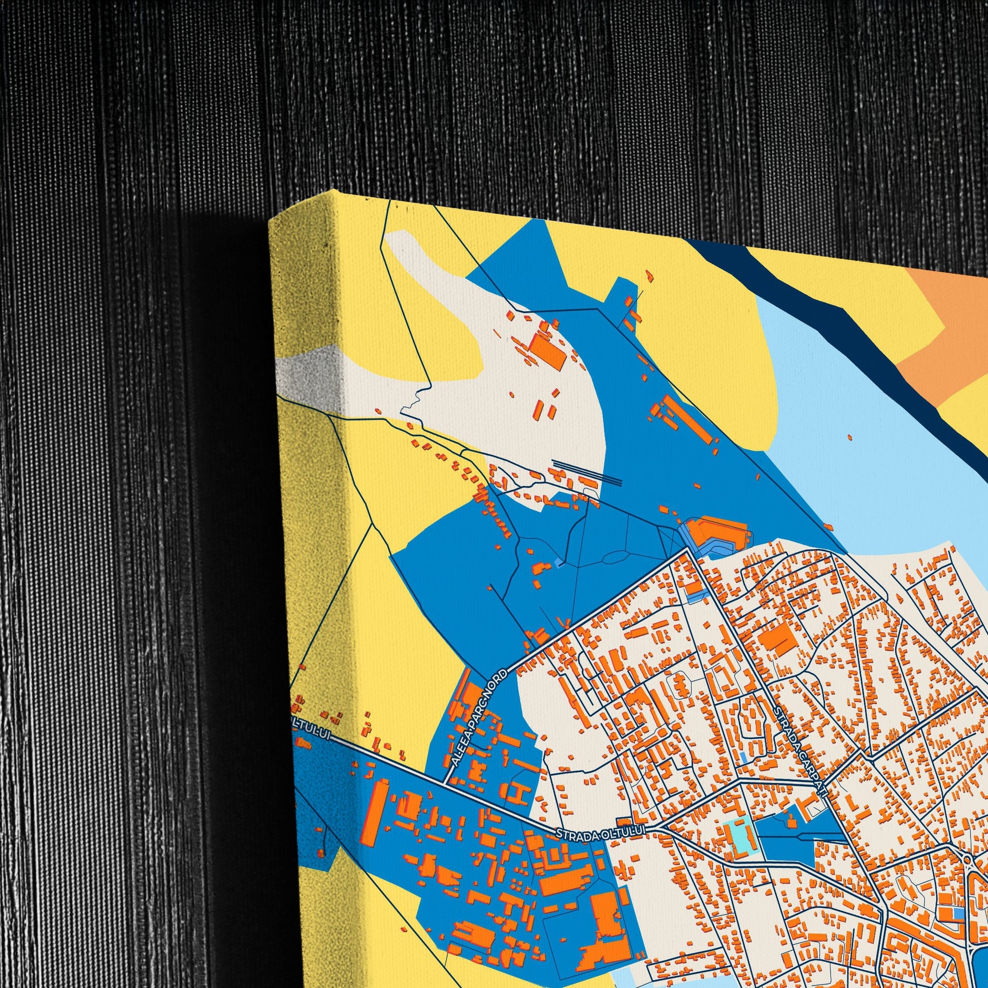 Roșiorii De Vede Romania Colorful City Map Canvas Print Detail