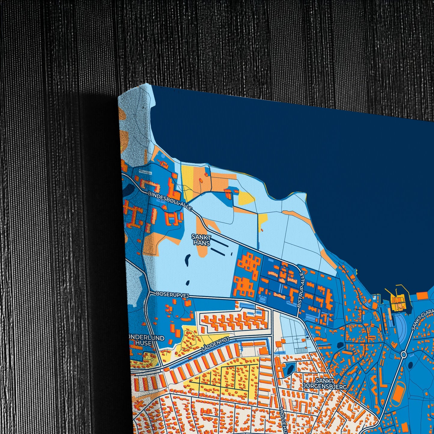 Roskilde Denmark Colorful City Map Canvas Print Detail