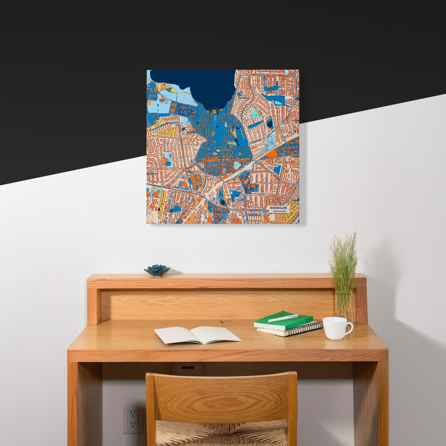 Roskilde Denmark Colorful City Map Canvas Print Scene