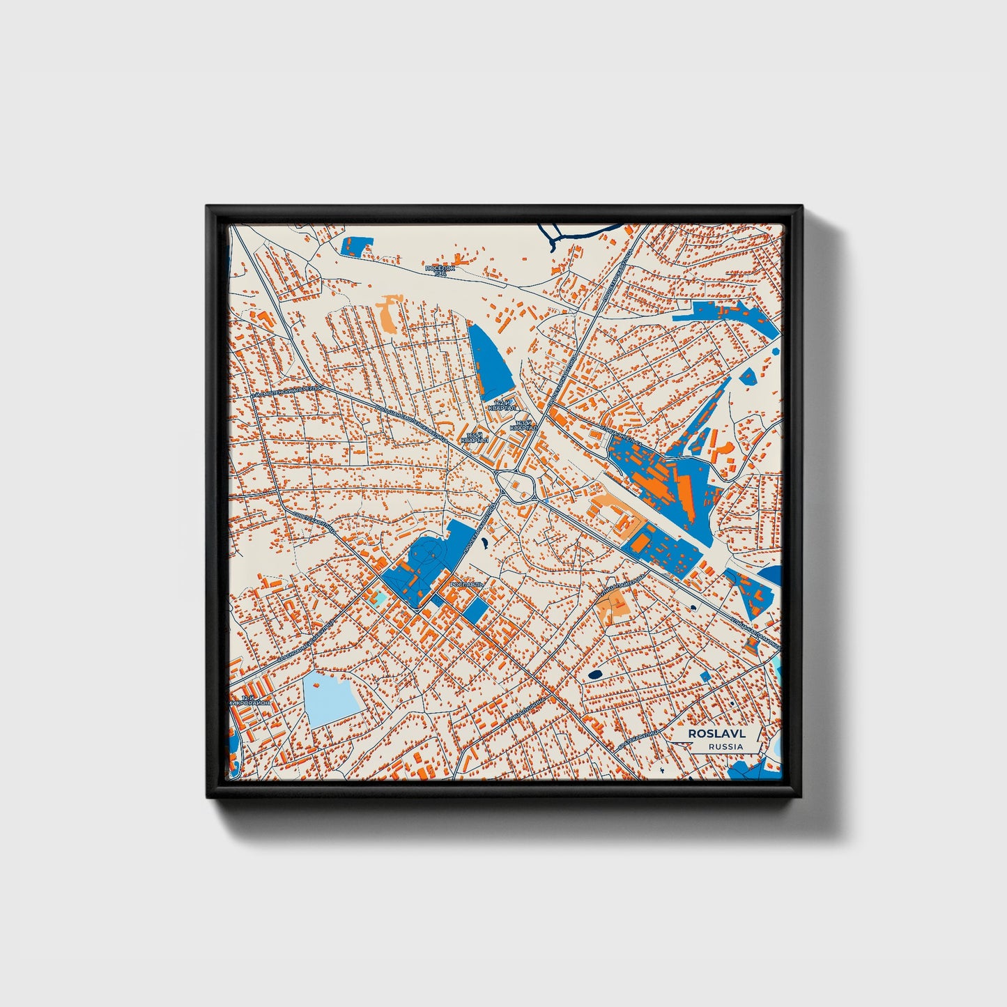 Рославль Russia Colorful City Map Canvas Print • Black Framed