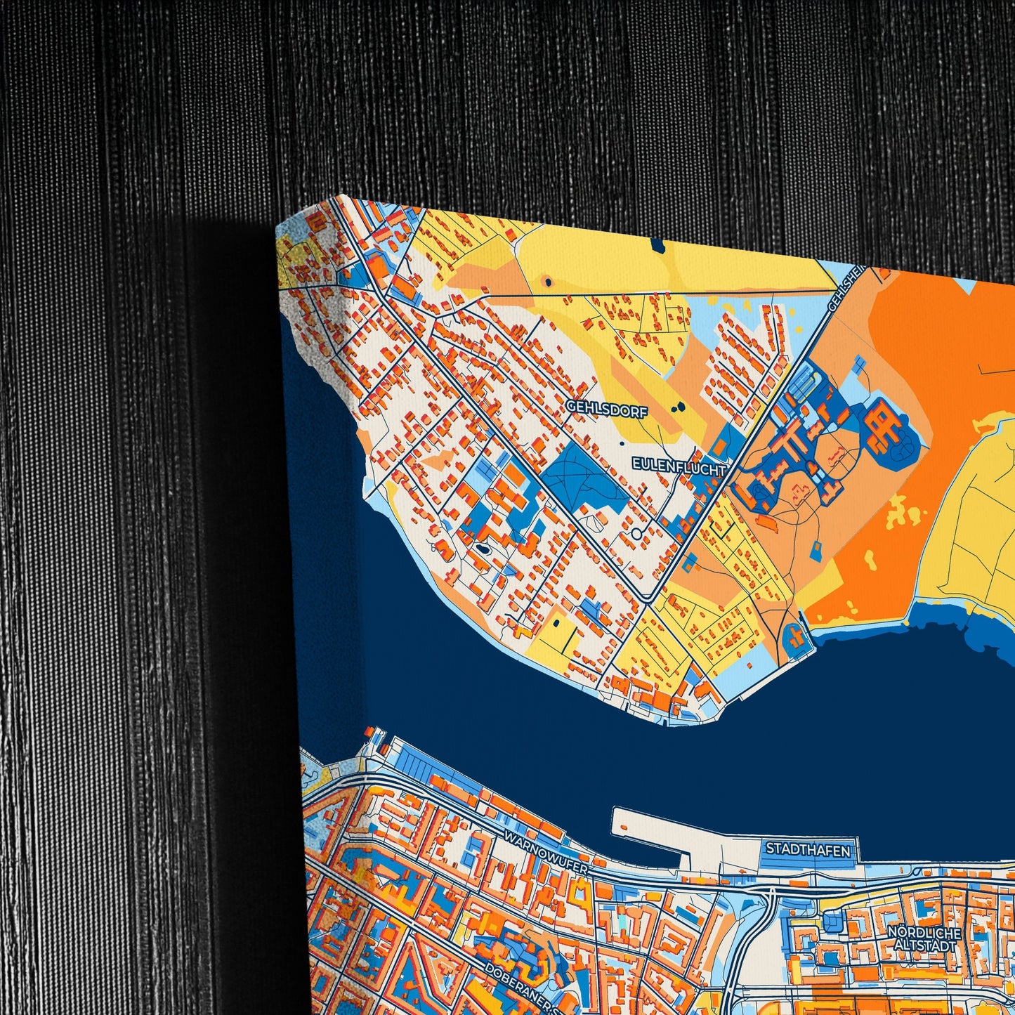 Rostock Germany Colorful City Map Canvas Print Detail