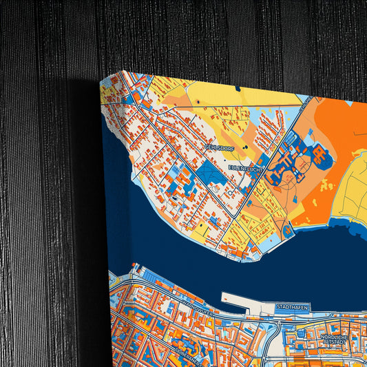 Rostock Germany Colorful City Map Canvas Print Detail