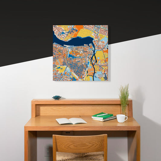 Rostock Germany Colorful City Map Canvas Print Scene