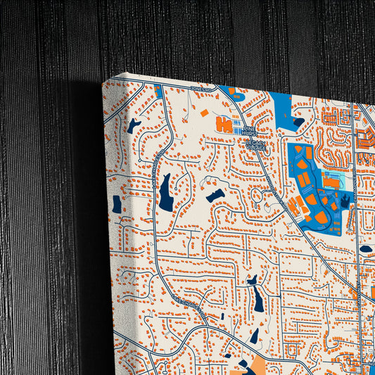 Roswell Georgia Colorful City Map Canvas Print Detail