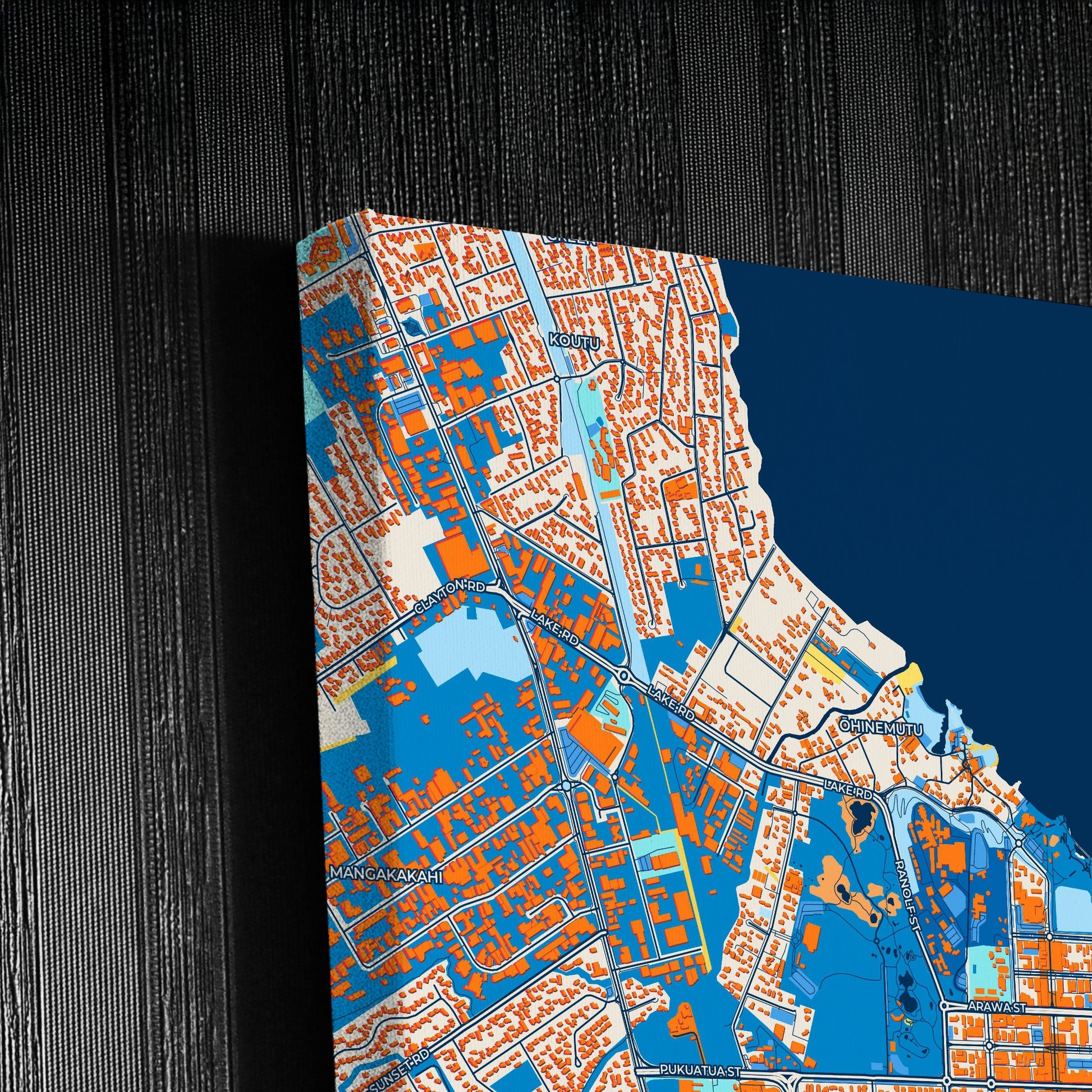 Rotorua New Zealand Colorful City Map Canvas Print Detail