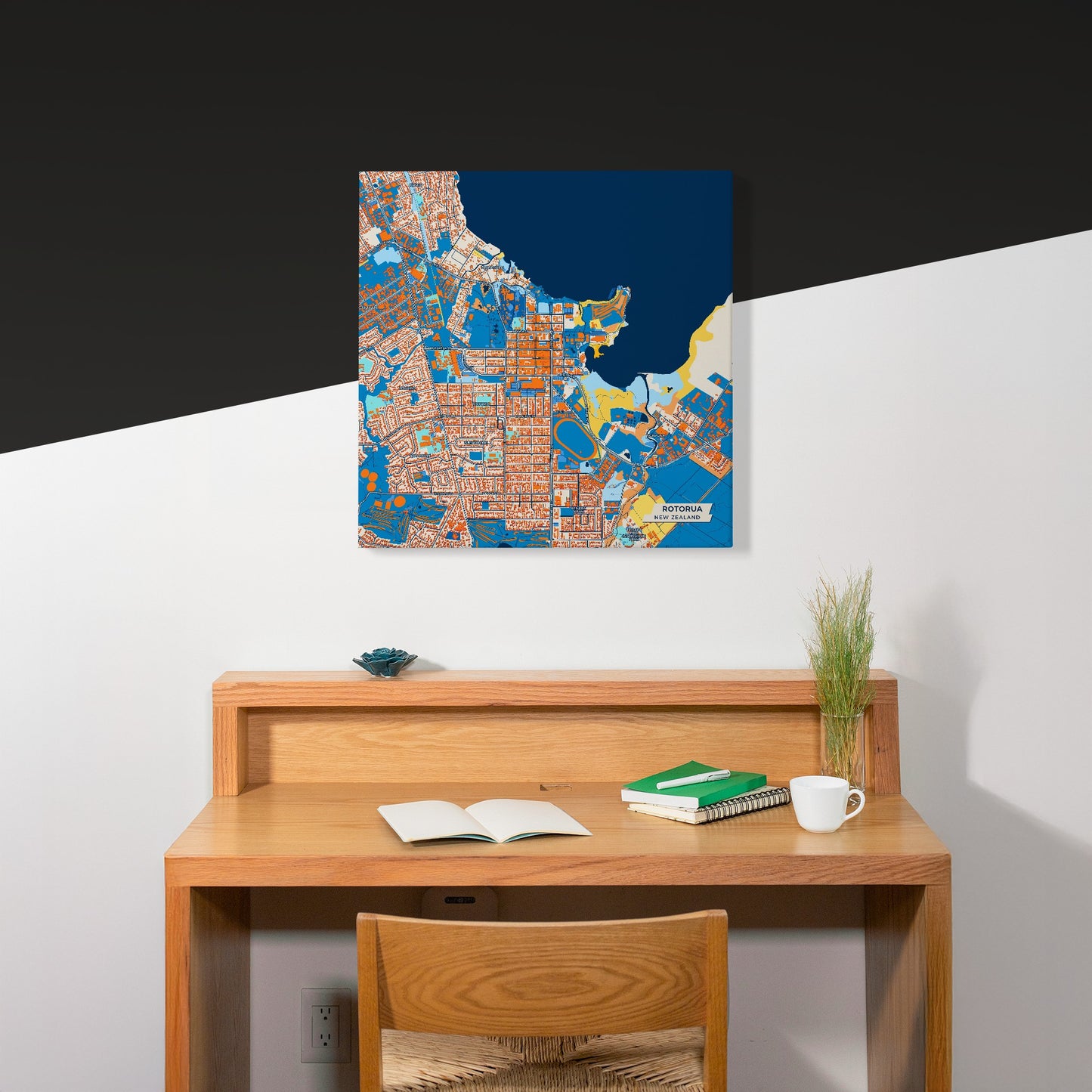 Rotorua New Zealand Colorful City Map Canvas Print Scene