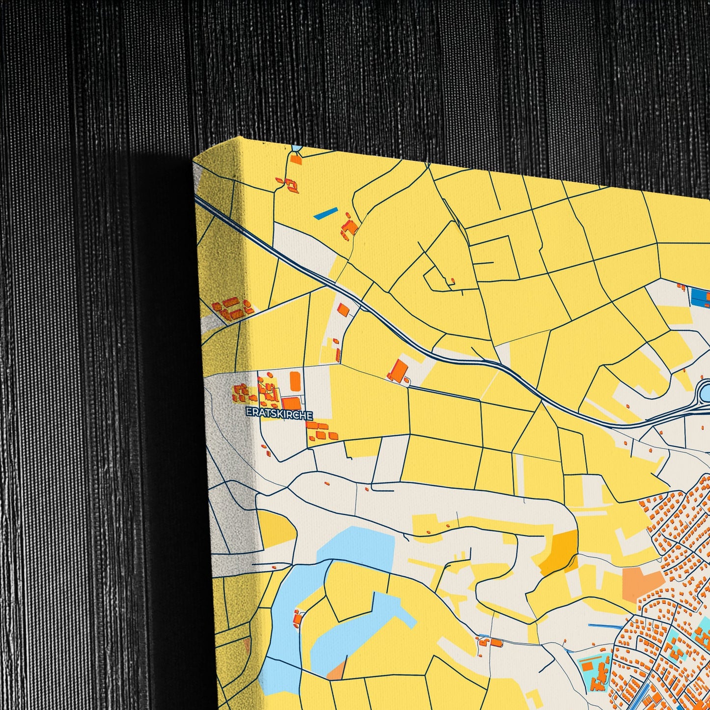 Rottenburg Am Neckar Germany Colorful City Map Canvas Print Detail