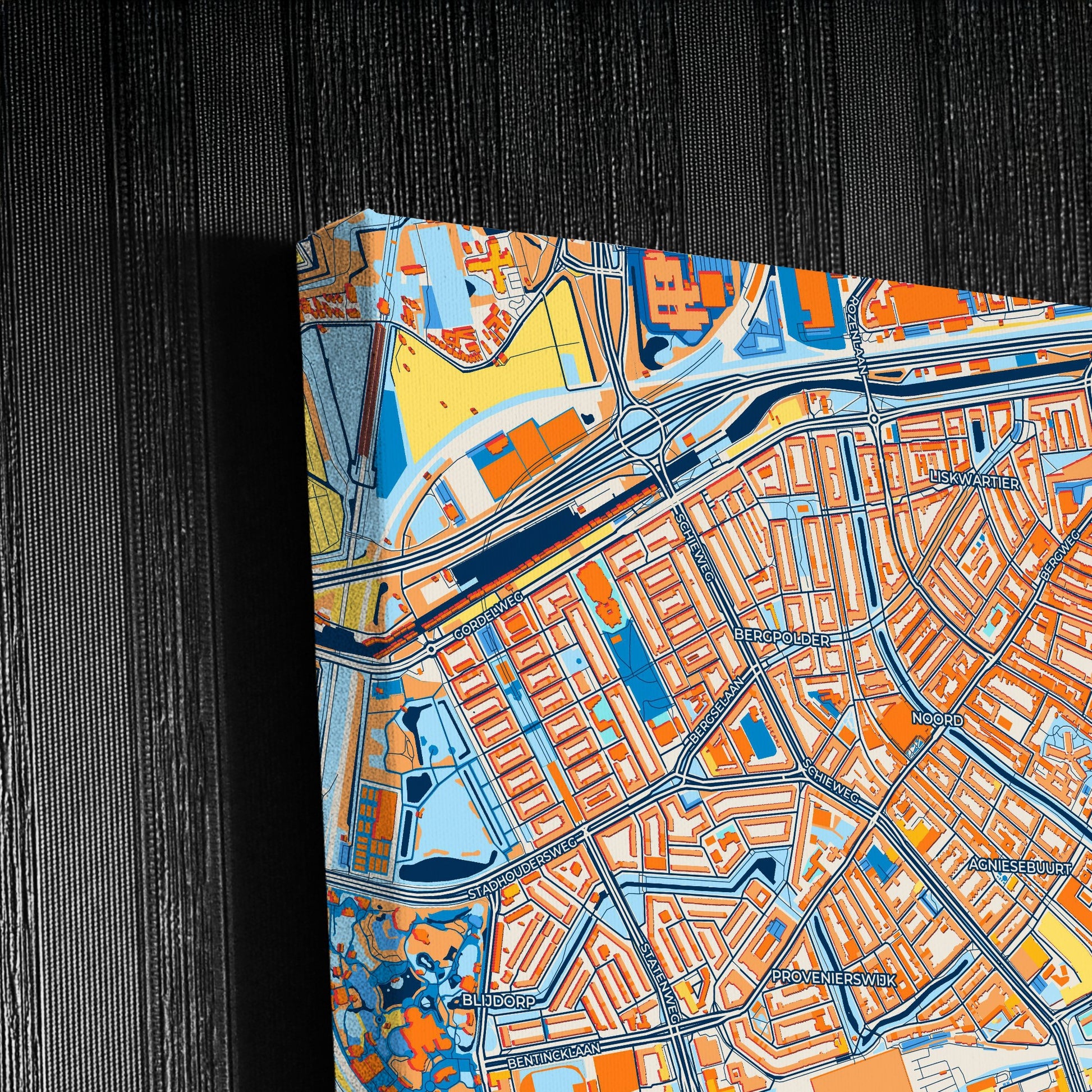 Rotterdam Netherlands Colorful City Map Canvas Print Detail