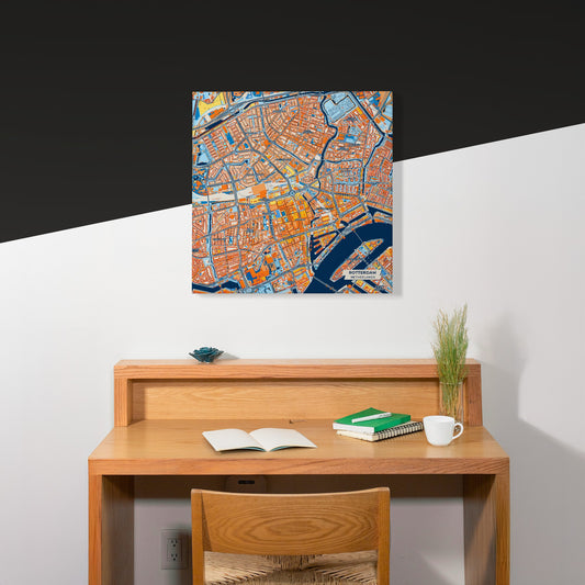 Rotterdam Netherlands Colorful City Map Canvas Print Scene