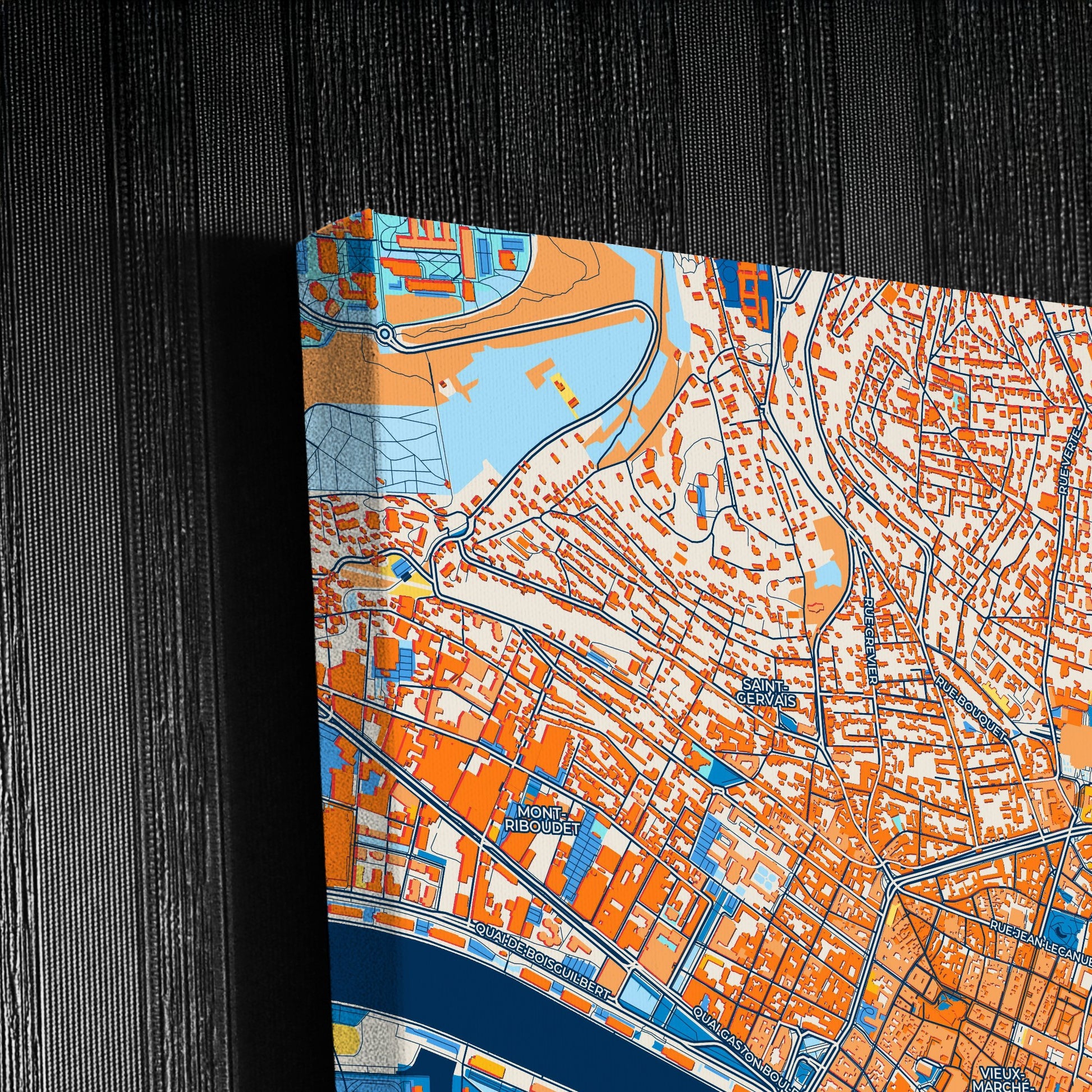 Rouen France Colorful City Map Canvas Print Detail