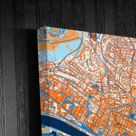 Rouen France Colorful City Map Canvas Print Detail