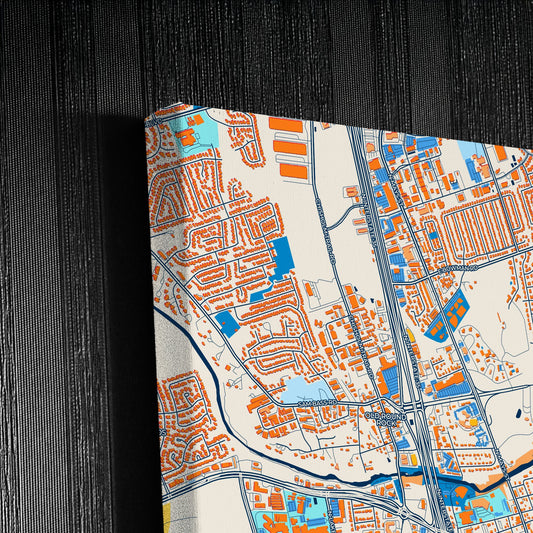 Round Rock Texas Colorful City Map Canvas Print Detail