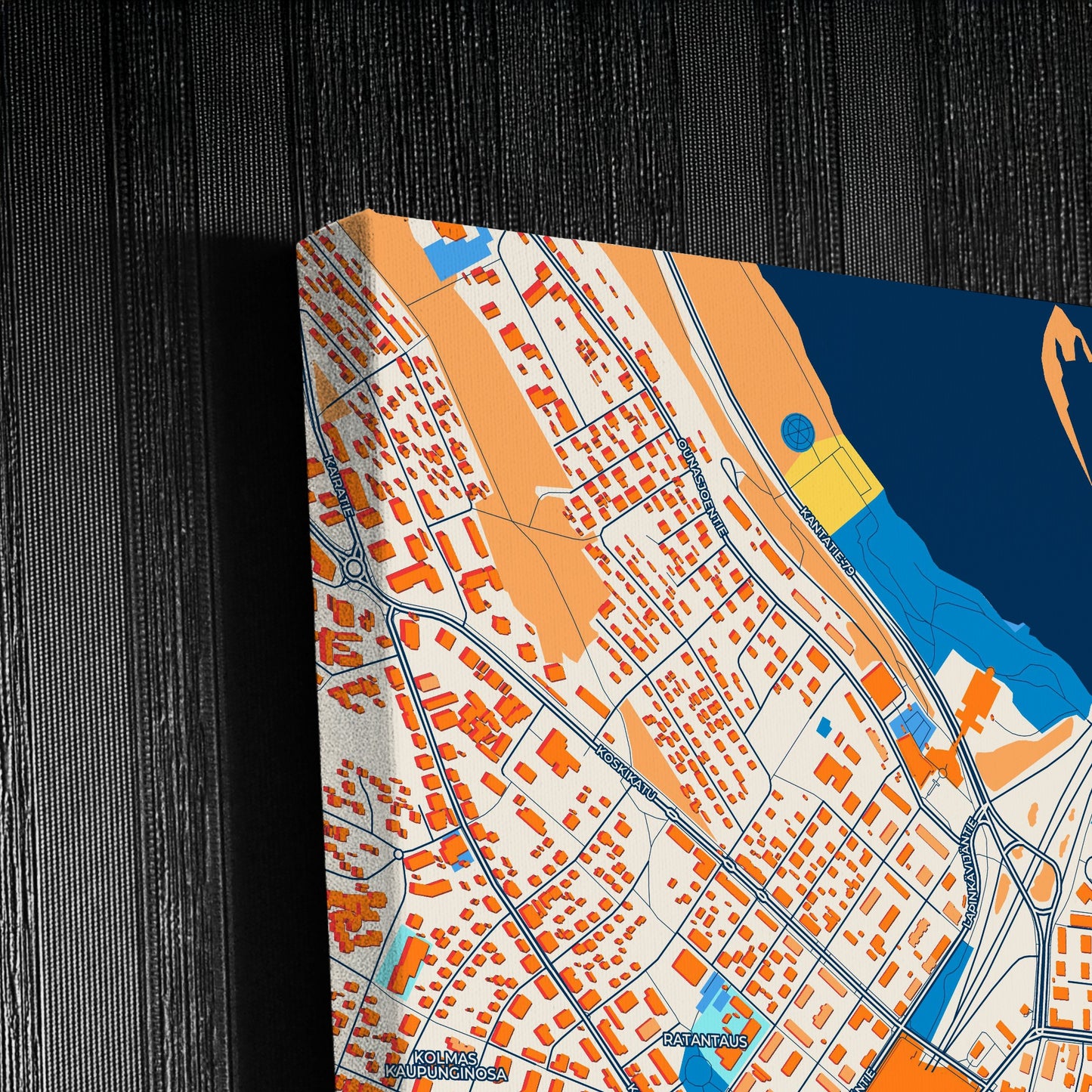 Rovaniemi Finland Colorful City Map Canvas Print Detail