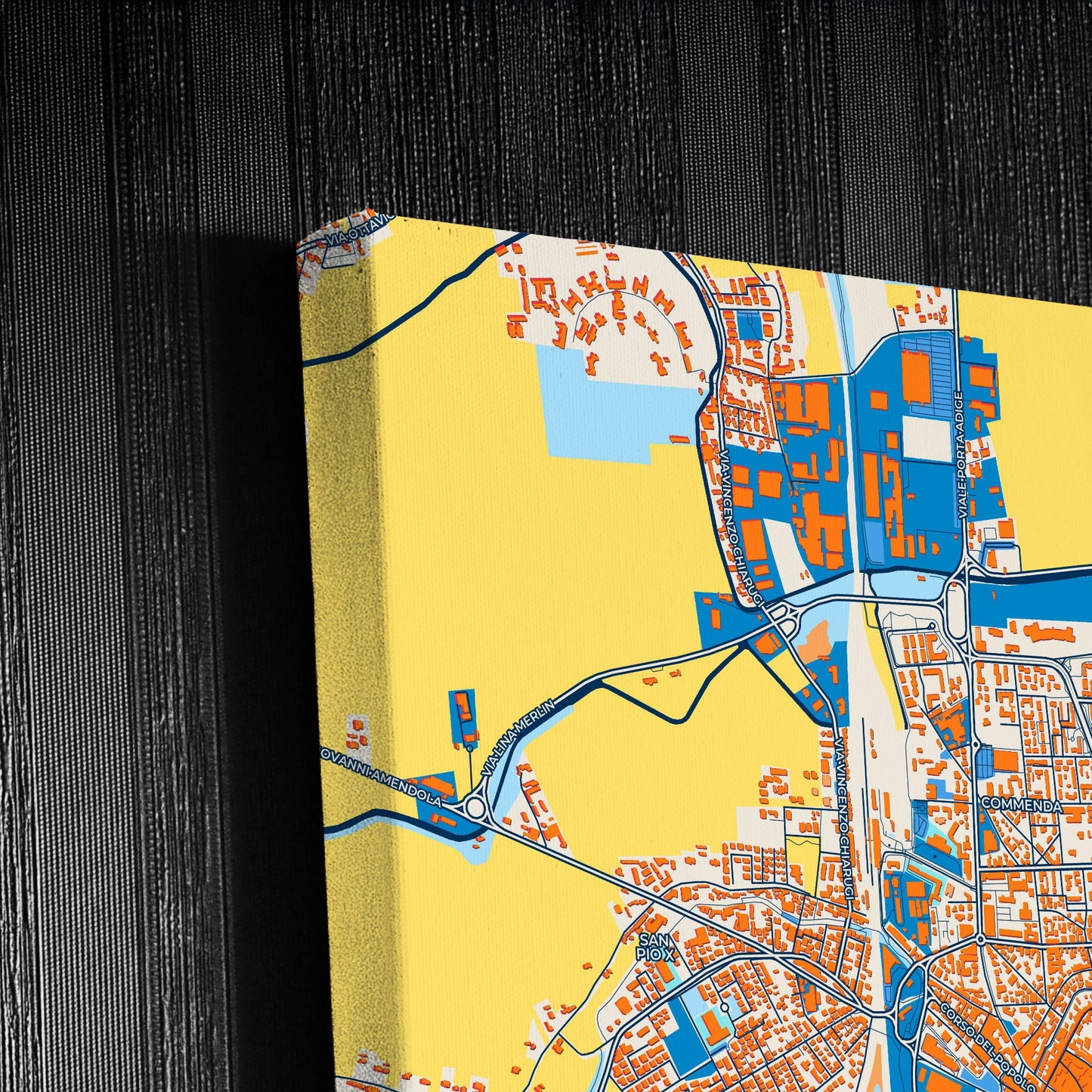 Rovigo Italy Colorful City Map Canvas Print Detail