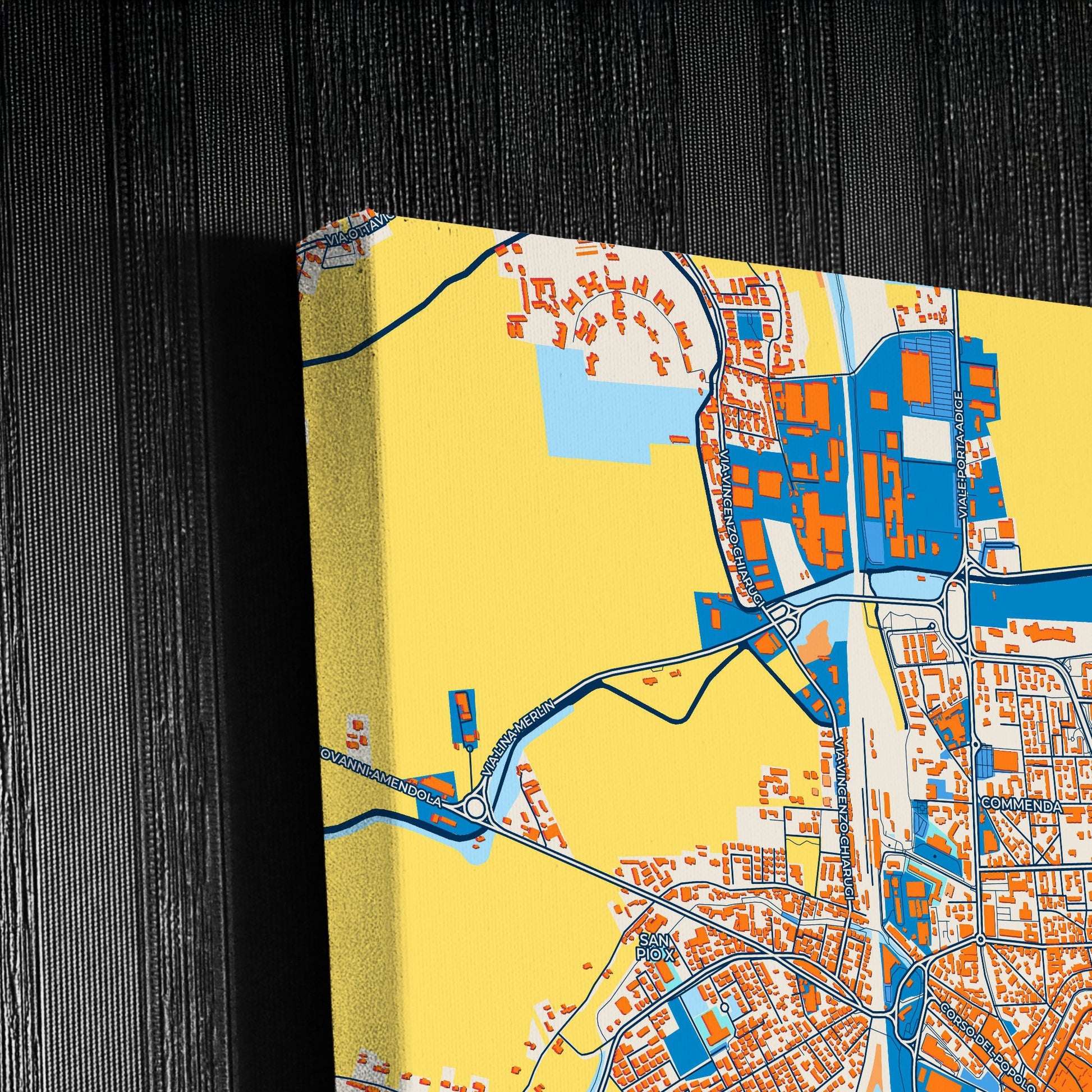Rovigo Italy Colorful City Map Canvas Print Detail