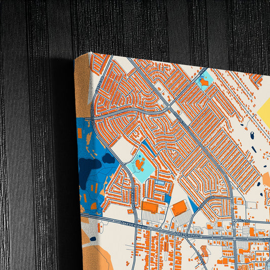 Rowlett Texas Colorful City Map Canvas Print Detail