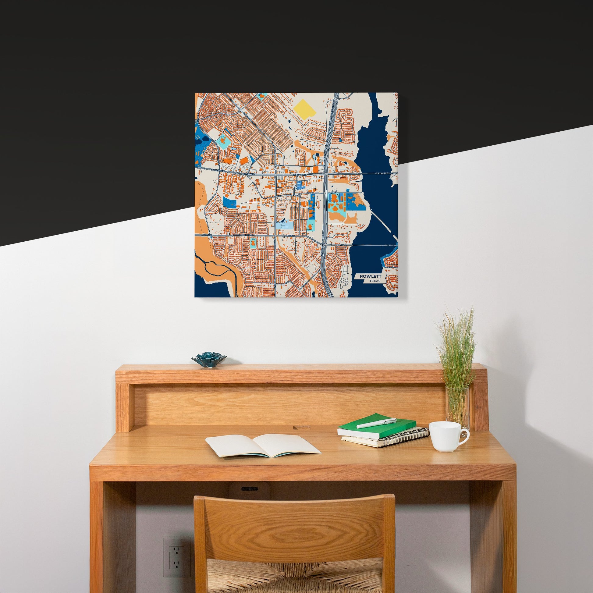 Rowlett Texas Colorful City Map Canvas Print Scene