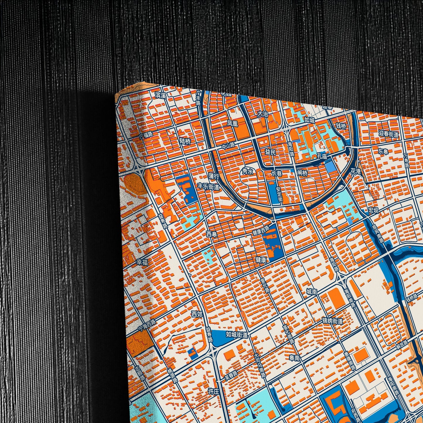 Rugao China Colorful City Map Canvas Print Detail