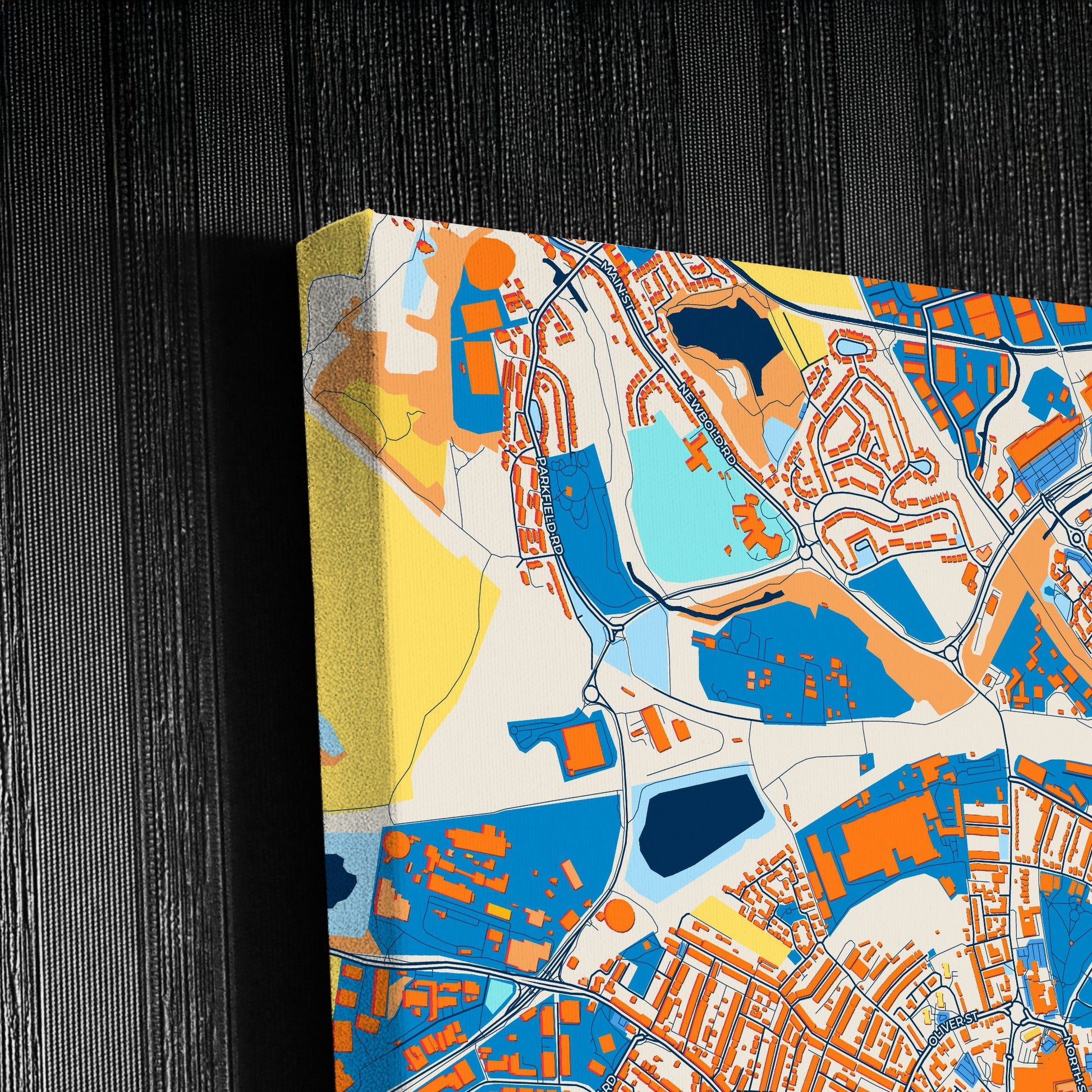 Rugby England Colorful City Map Canvas Print Detail