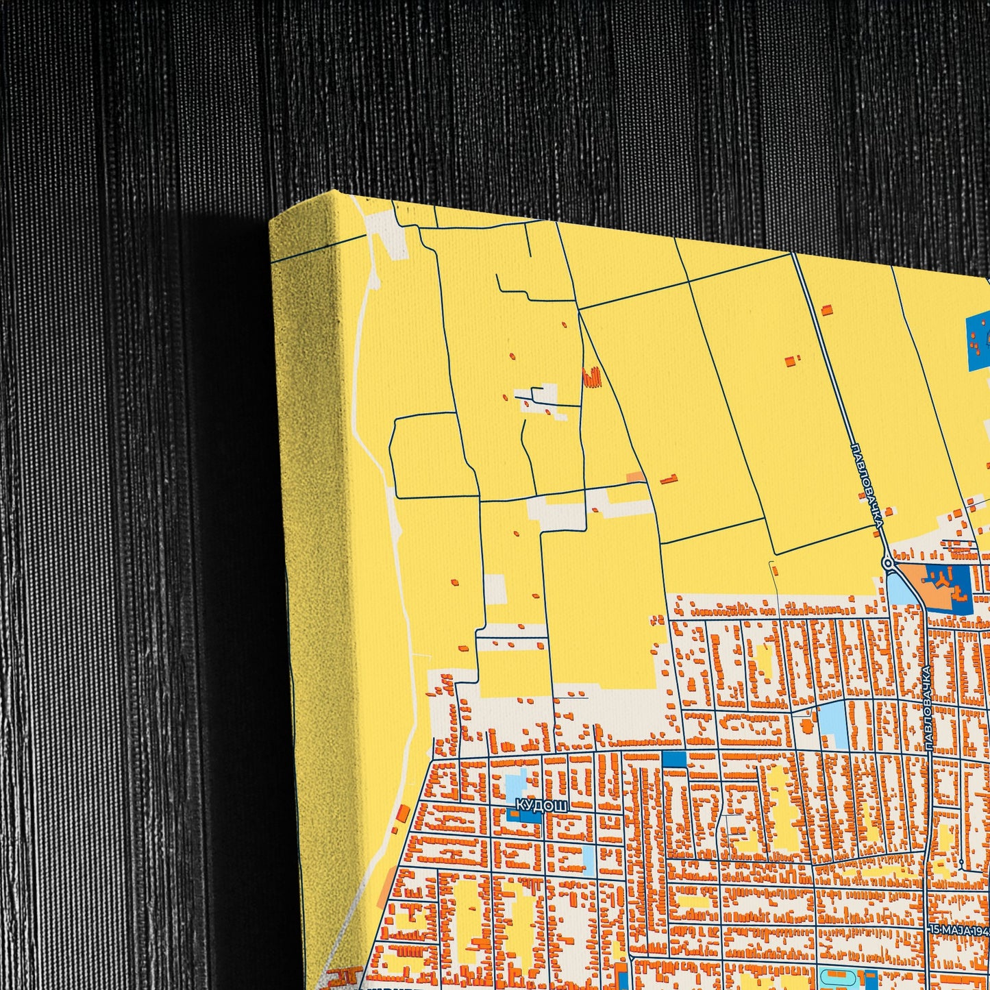 Рума Serbia Colorful City Map Canvas Print Detail