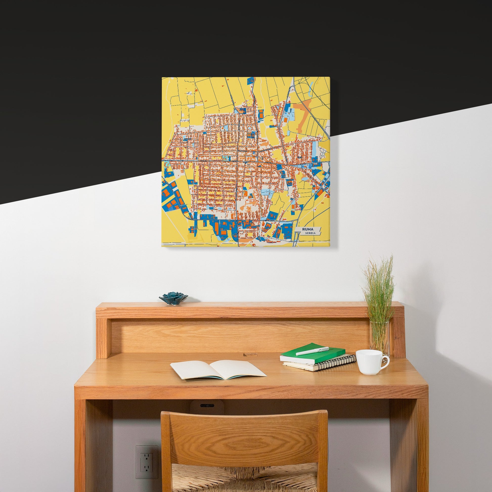 Рума Serbia Colorful City Map Canvas Print Scene