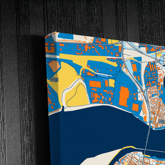 Runcorn England Colorful City Map Canvas Print Detail