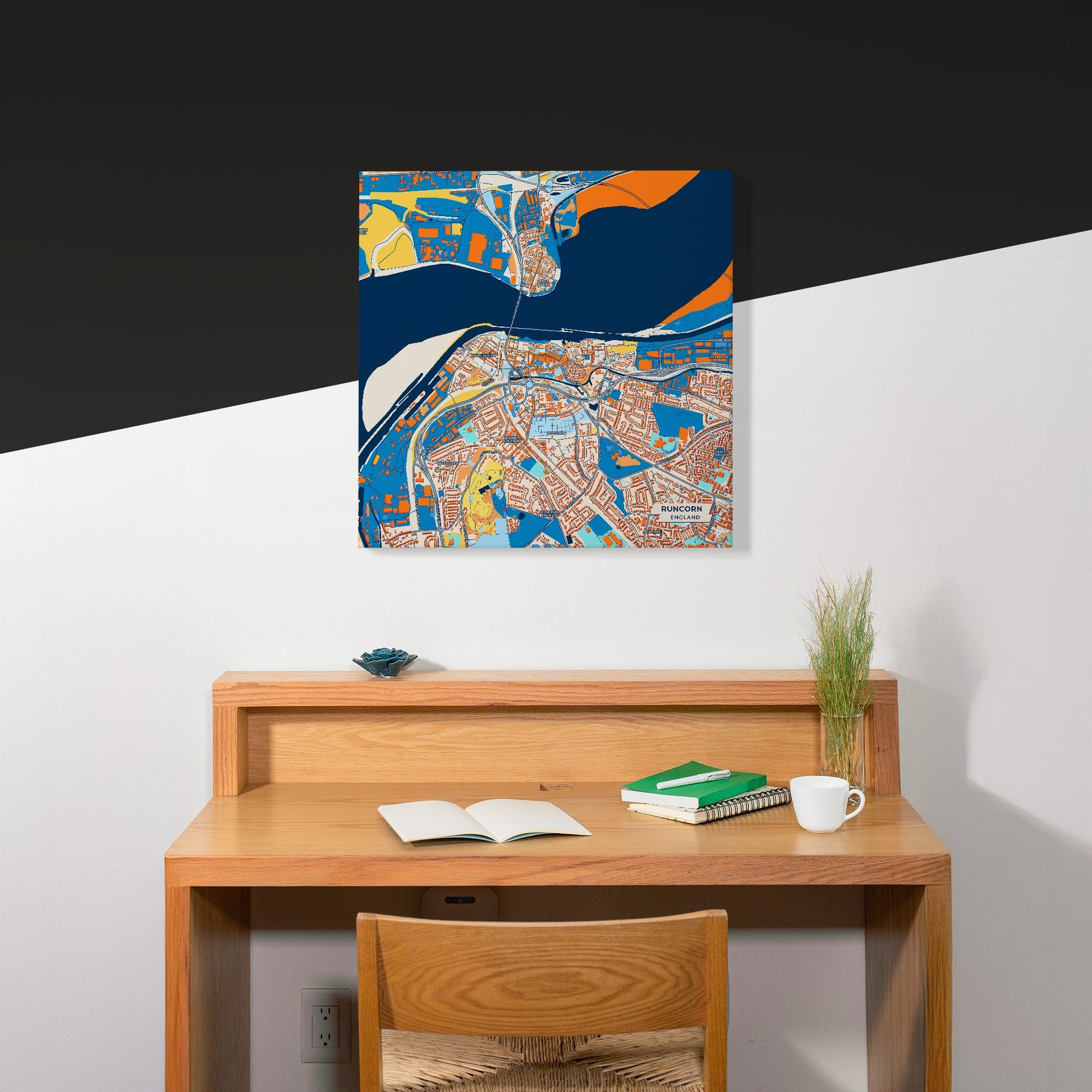 Runcorn England Colorful City Map Canvas Print Scene