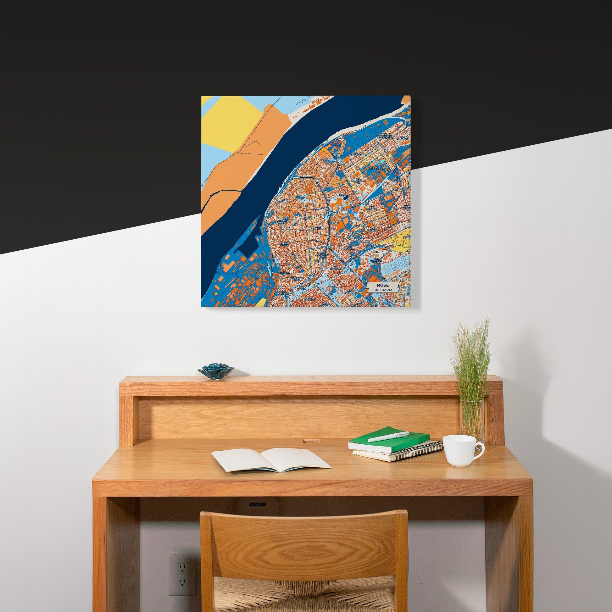 Русе Bulgaria Colorful City Map Canvas Print Scene