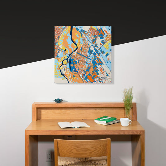 Rustavi Georgia Colorful City Map Canvas Print Scene