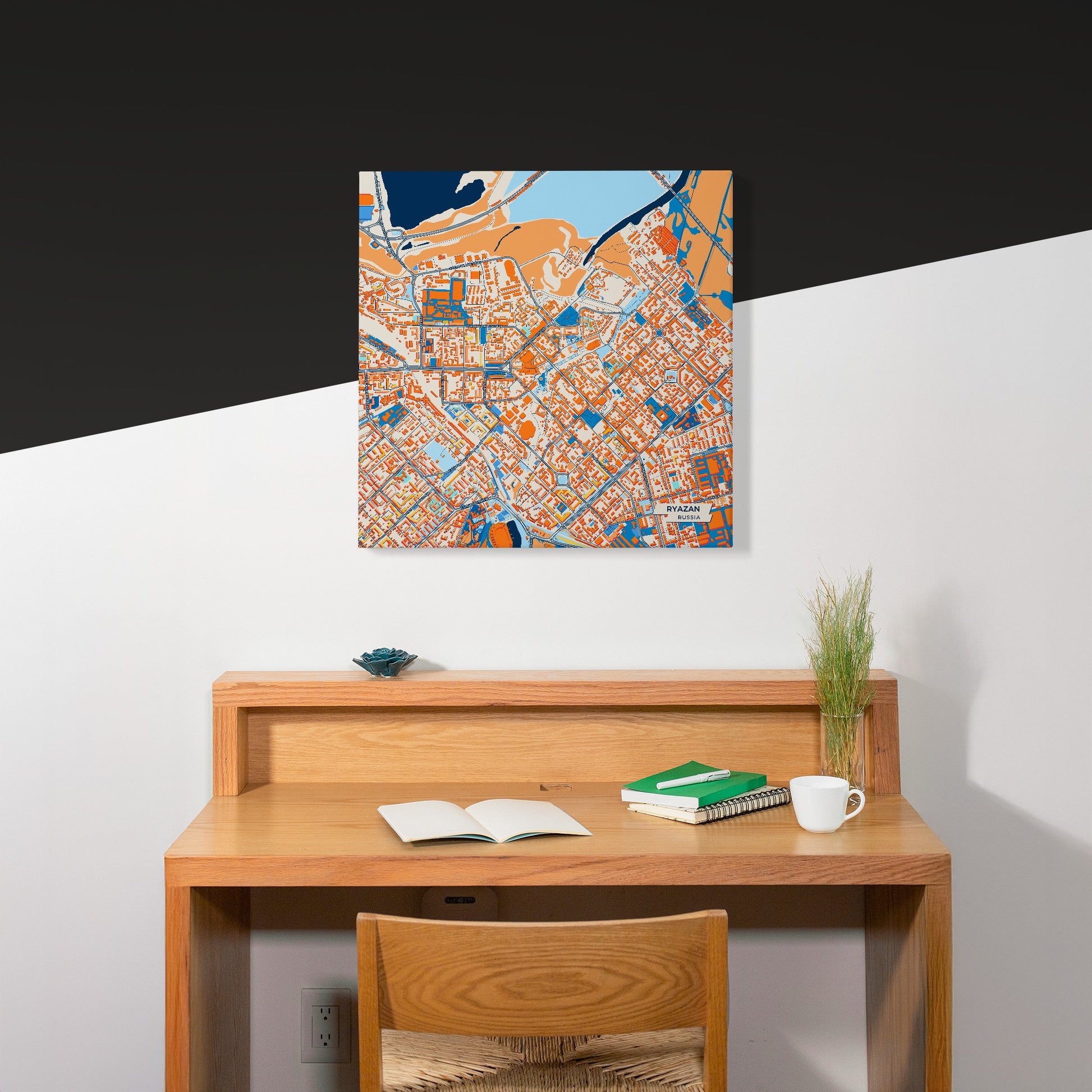 Рязанский Russia Colorful City Map Canvas Print Scene