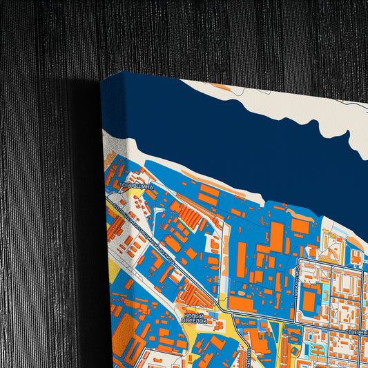 Рыбинск Russia Colorful City Map Canvas Print Detail