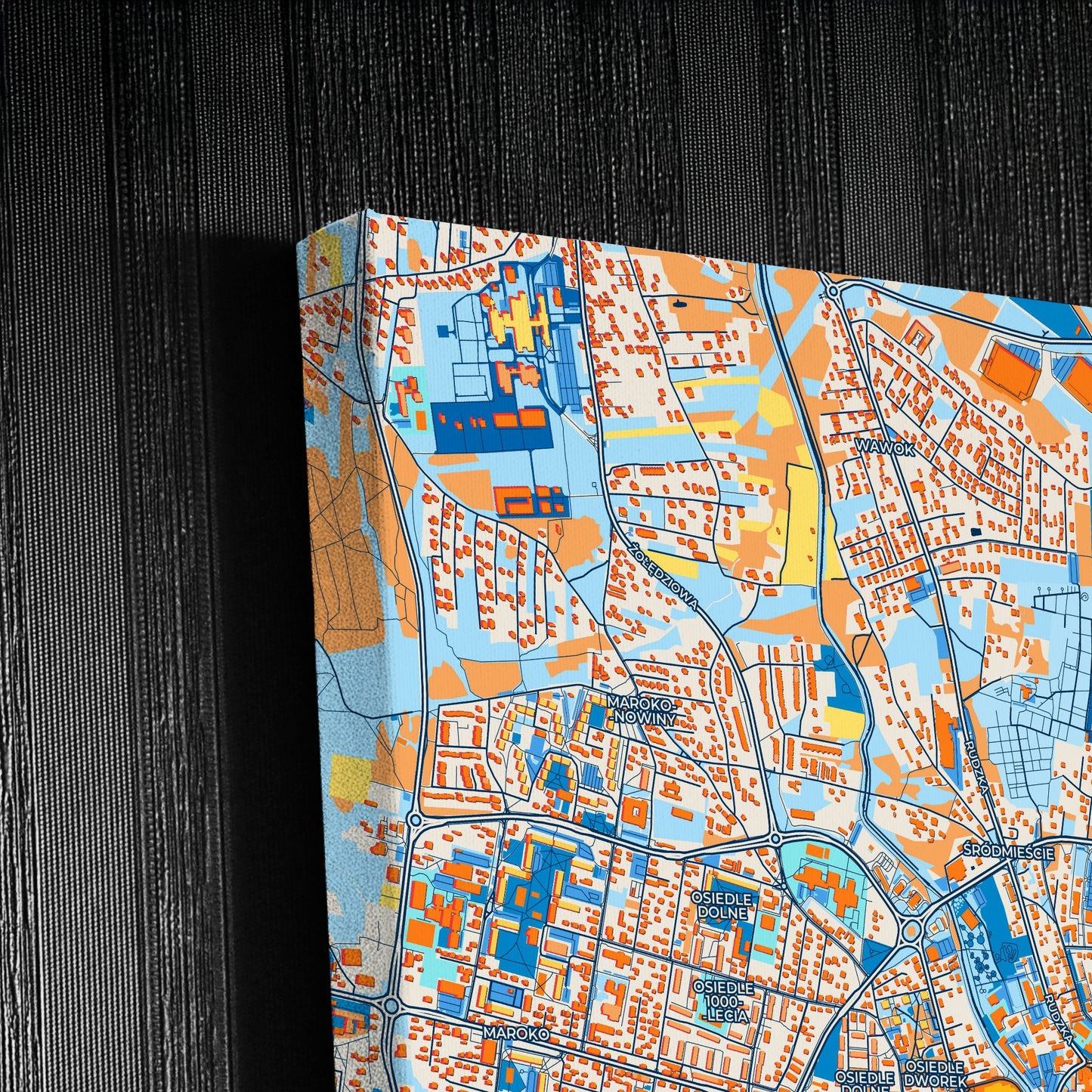Rybnik Poland Colorful City Map Canvas Print Detail