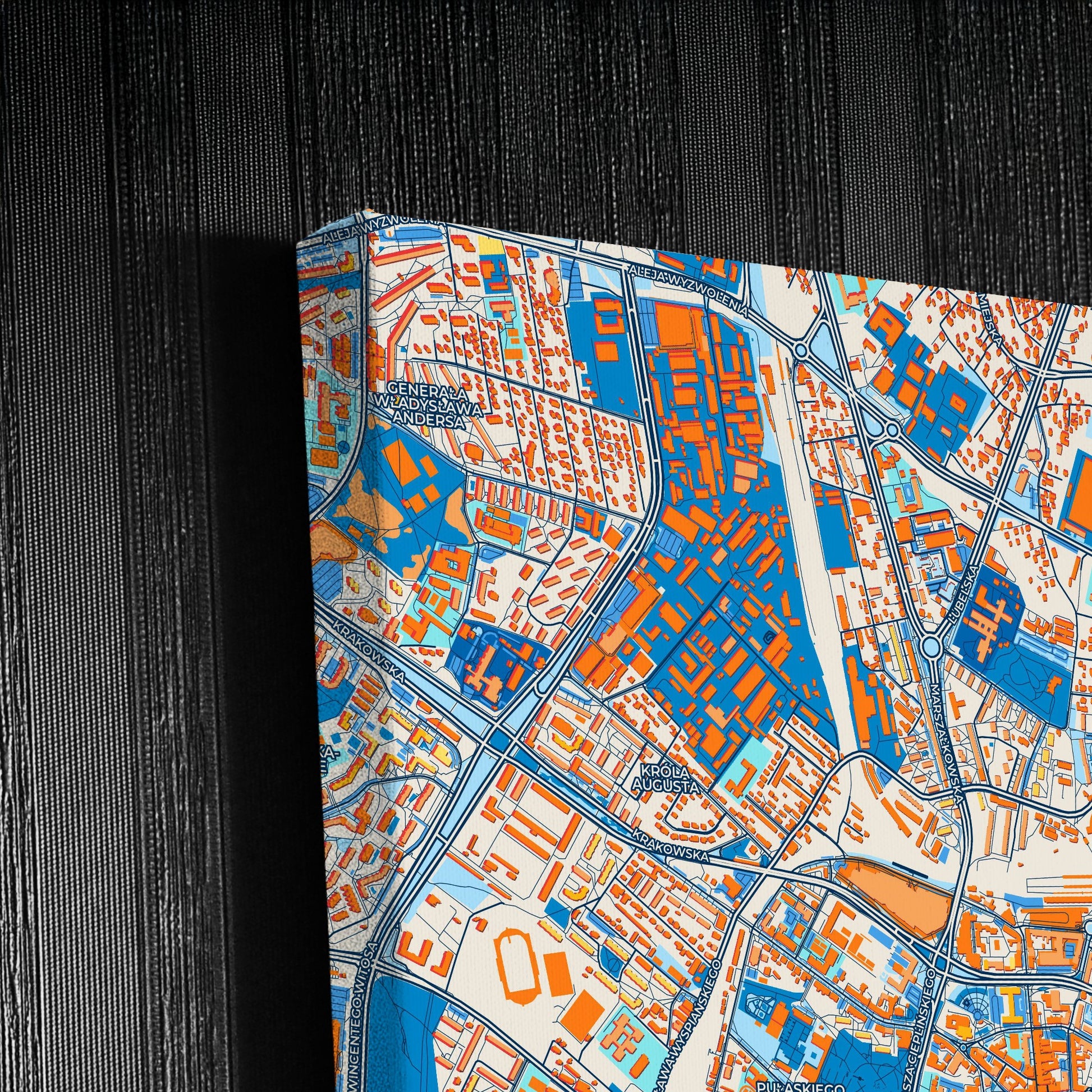 Rzeszów Poland Colorful City Map Canvas Print Detail