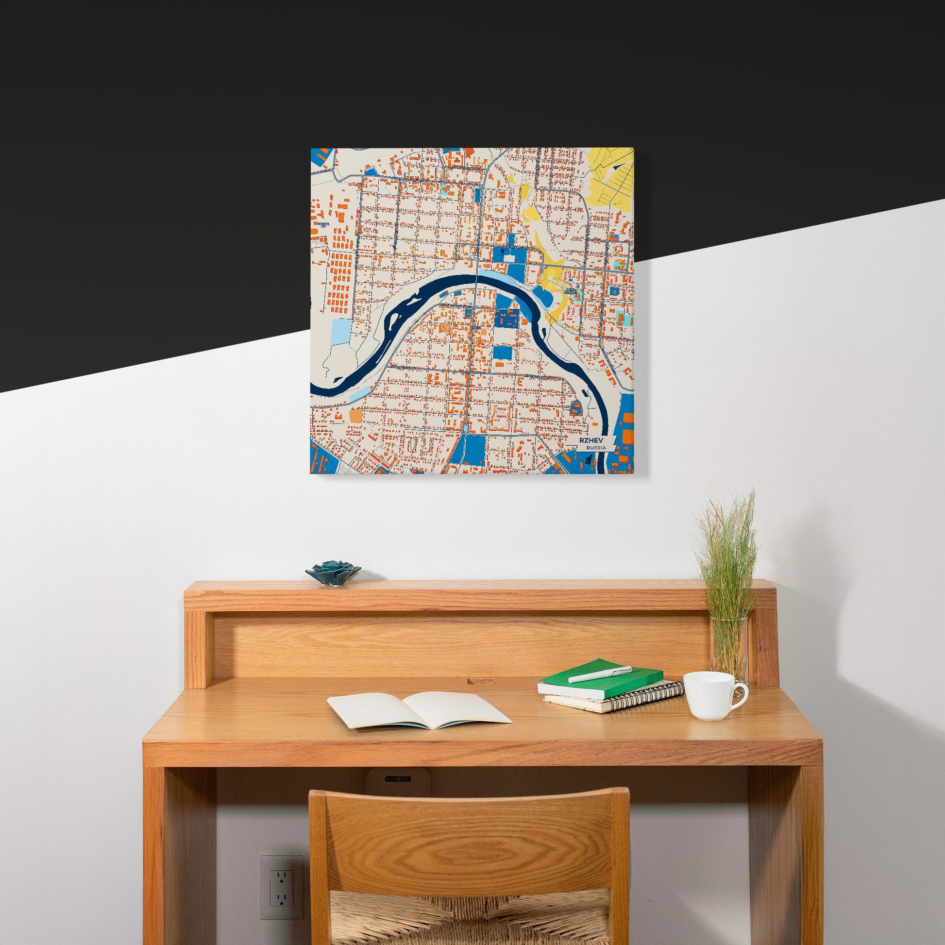 Ржеве Russia Colorful City Map Canvas Print Scene