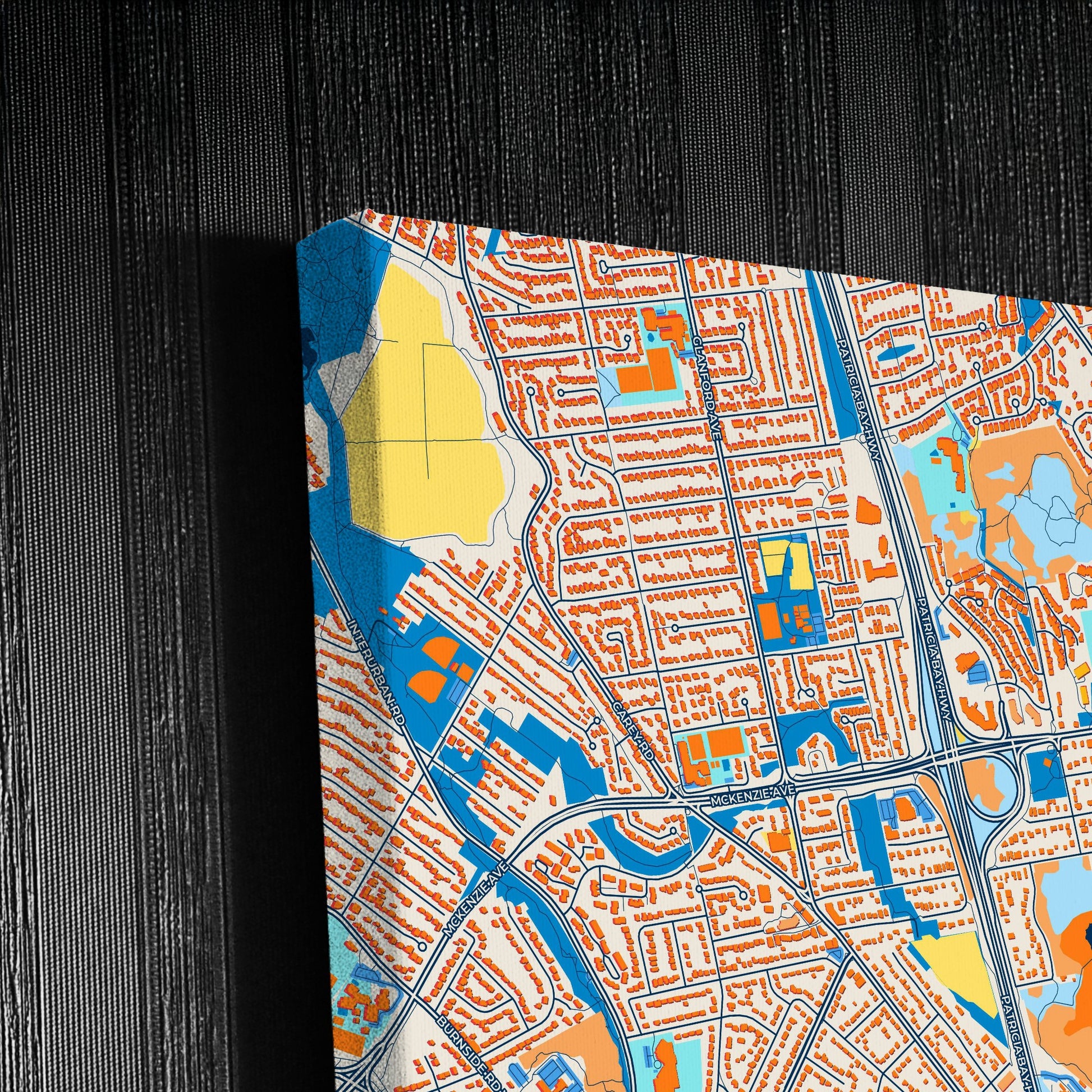 Saanich Canada Colorful City Map Canvas Print Detail