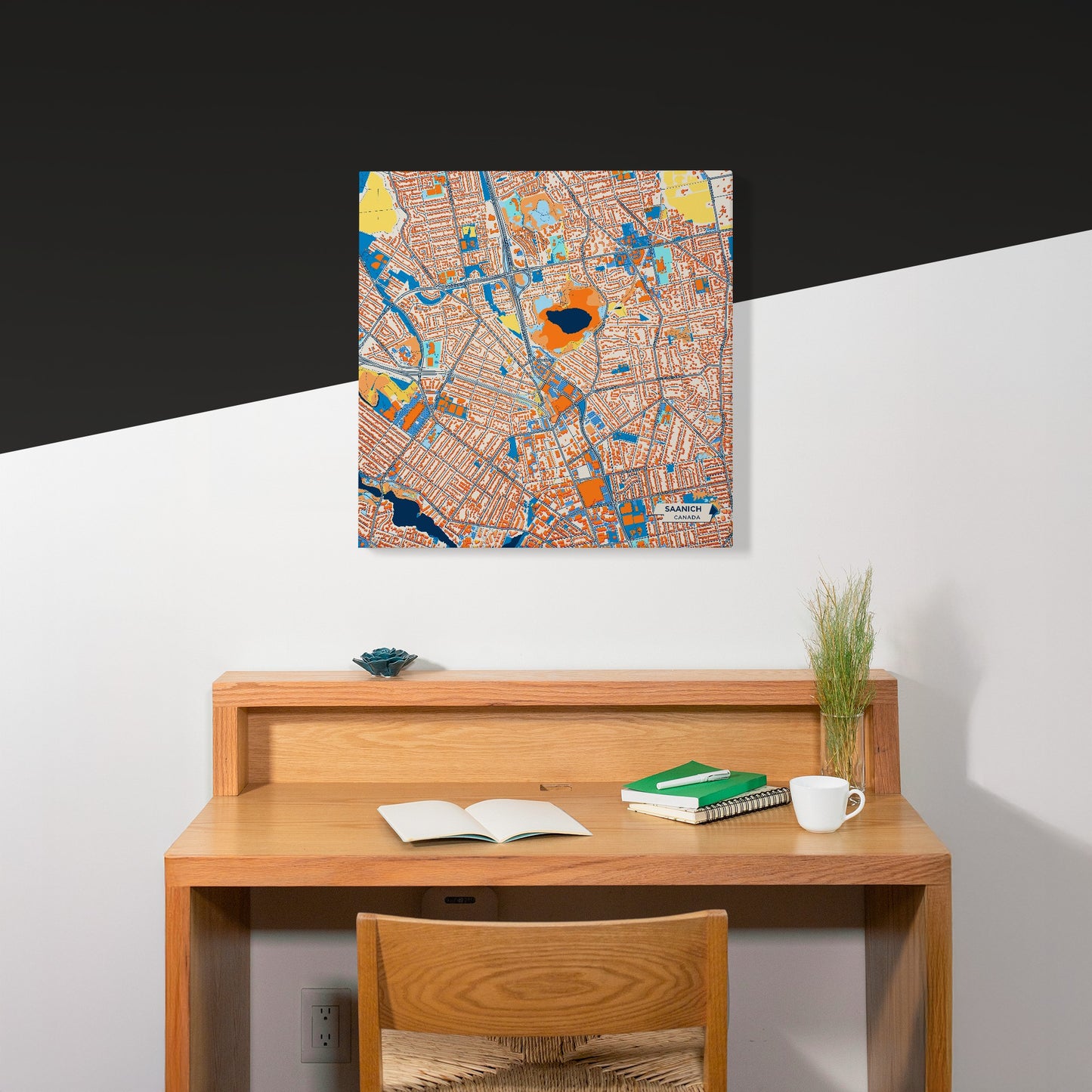 Saanich Canada Colorful City Map Canvas Print Scene