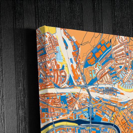 Saarbrücken Germany Colorful City Map Canvas Print Detail
